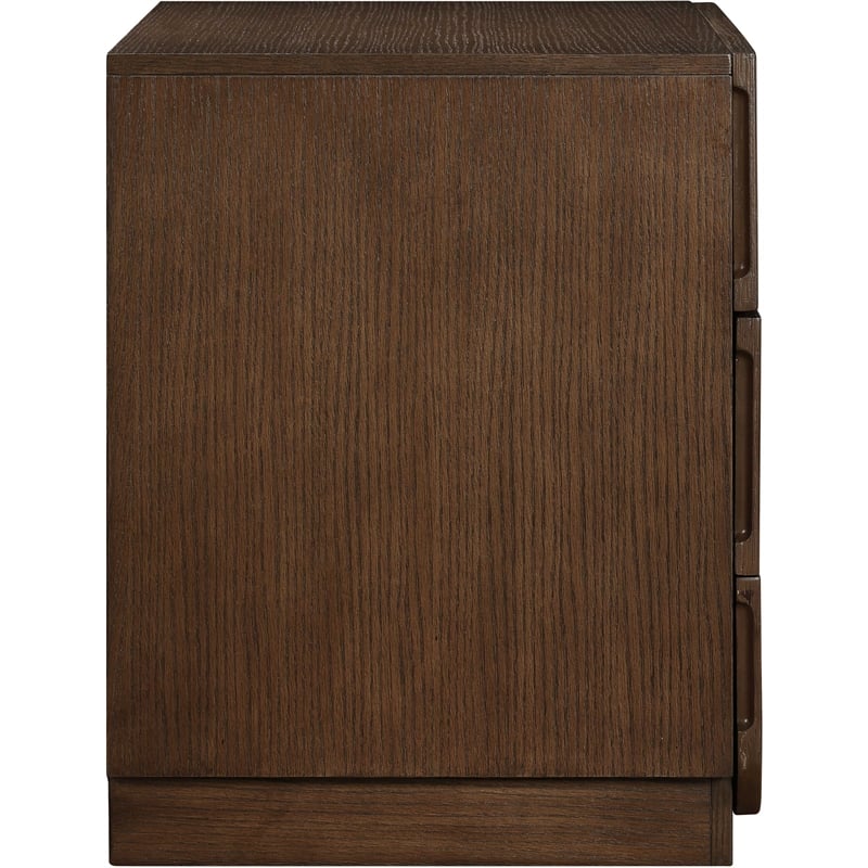 Meridian Furniture Scallop Brown Oak Veneer Night Stand
