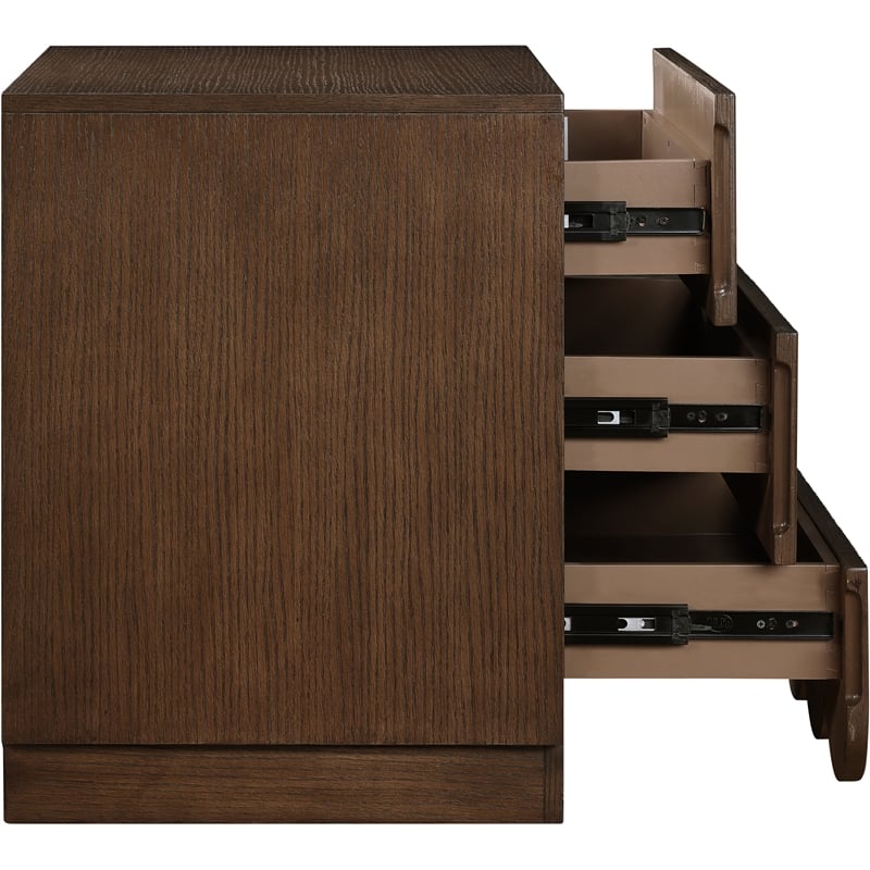 Meridian Furniture Scallop Brown Oak Veneer Night Stand