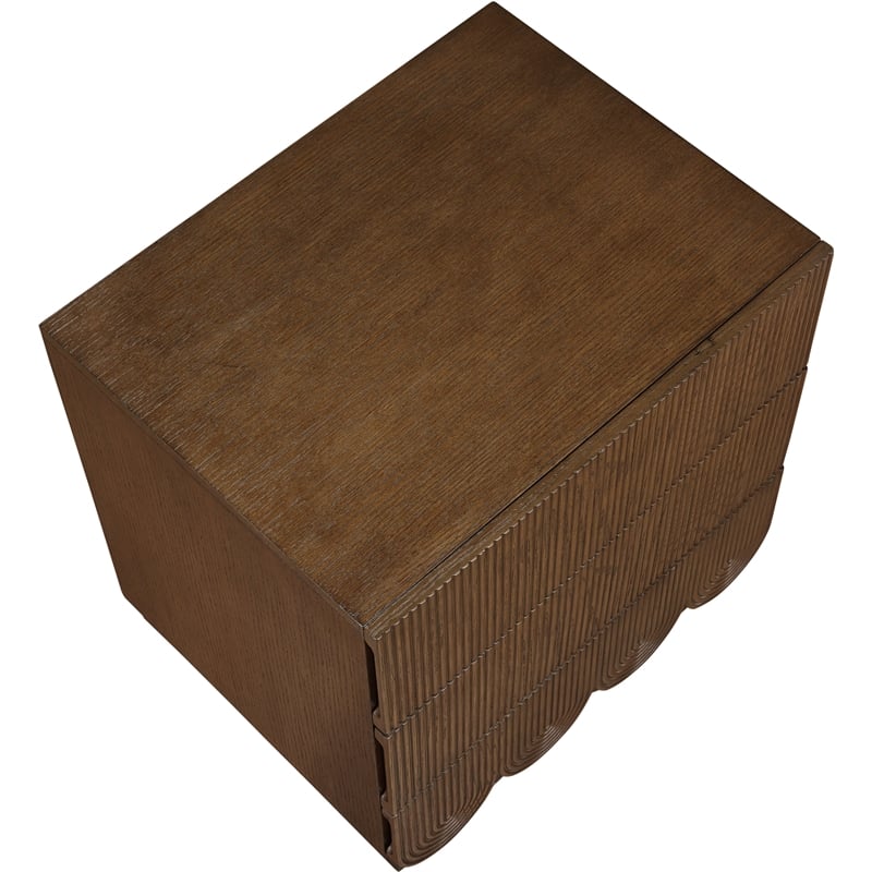 Meridian Furniture Scallop Brown Oak Veneer Night Stand