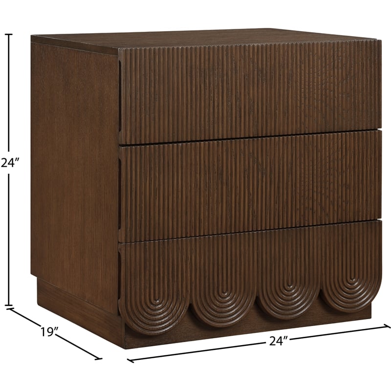 Meridian Furniture Scallop Brown Oak Veneer Night Stand