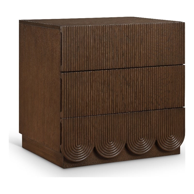 Meridian Furniture Scallop Brown Oak Veneer Night Stand