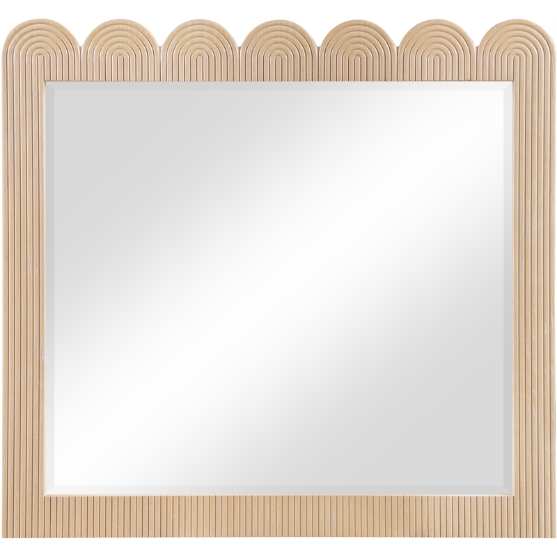Meridian Furniture Scallop Natural Oak Veneer Mirror