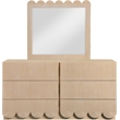Meridian Furniture Scallop Natural Oak Veneer Mirror
