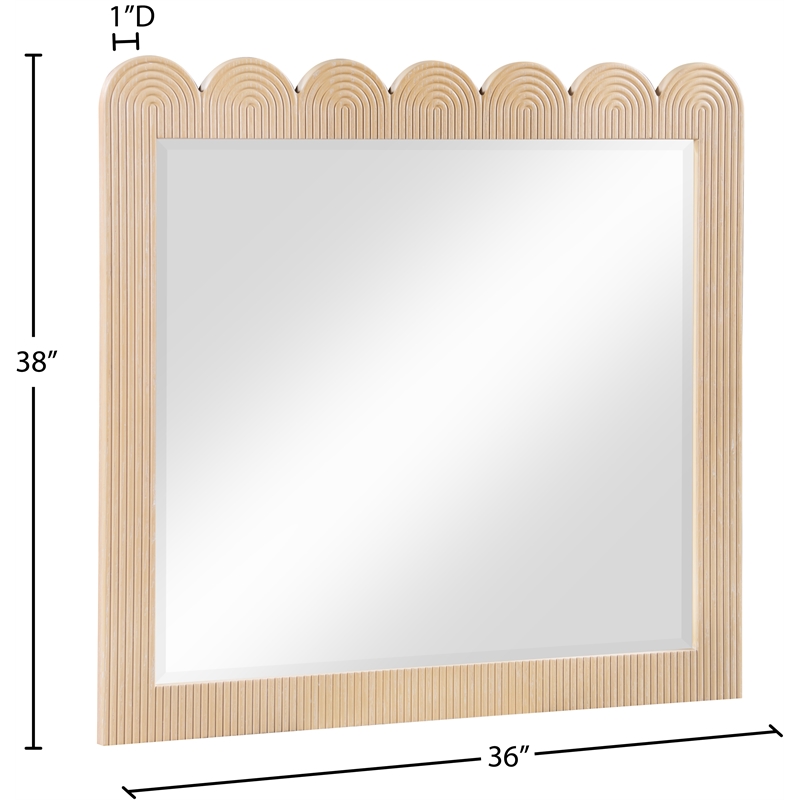 Meridian Furniture Scallop Natural Oak Veneer Mirror
