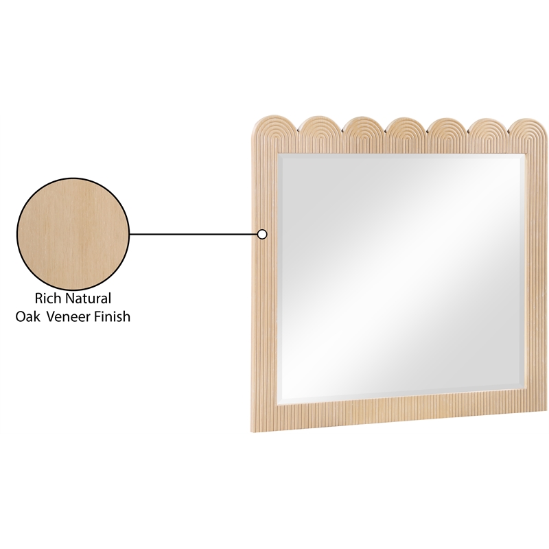 Meridian Furniture Scallop Natural Oak Veneer Mirror