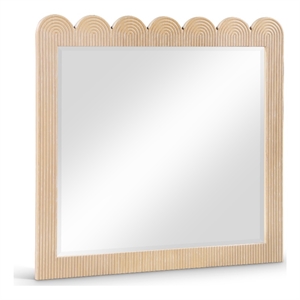 Meridian Furniture Scallop Natural Oak Veneer Mirror
