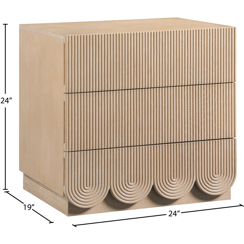 Meridian Furniture Scallop Natural Oak Veneer Night Stand