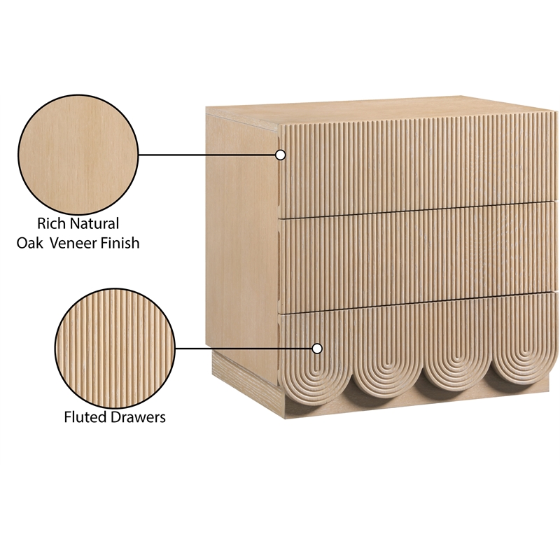 Meridian Furniture Scallop Natural Oak Veneer Night Stand