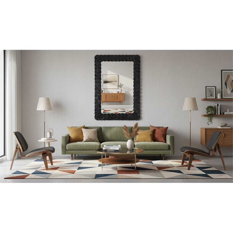 Meridian Furniture Revolve Black Oak Veneer Mirror