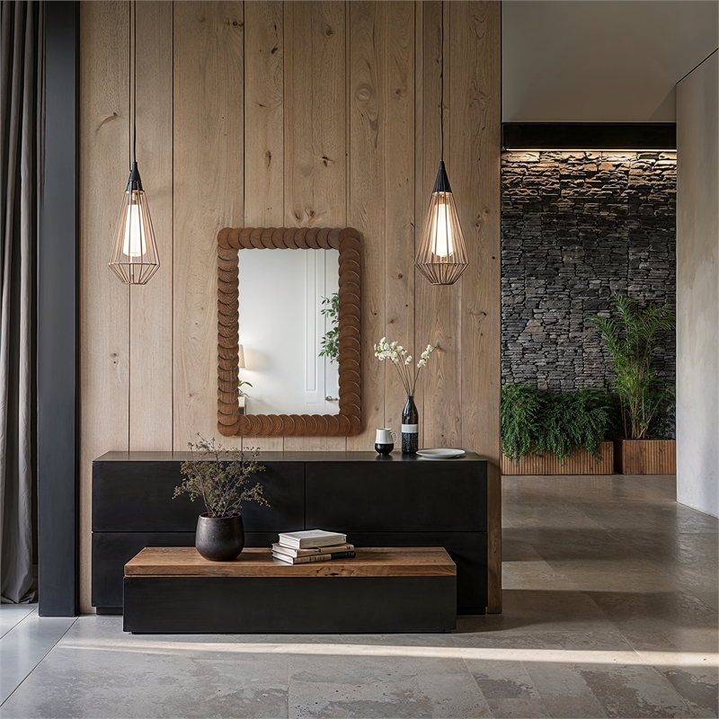 Meridian Furniture Revolve Brown Oak Veneer Mirror