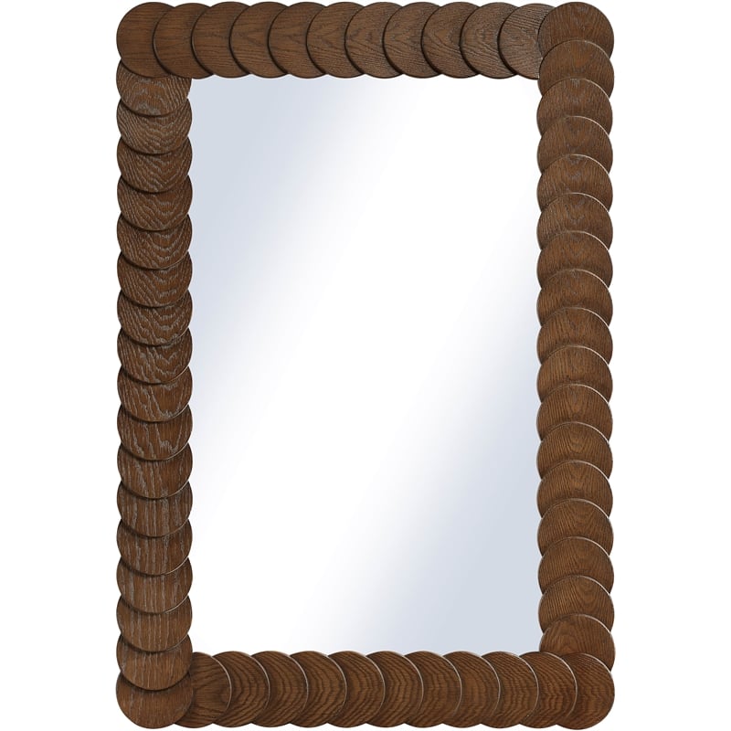 Meridian Furniture Revolve Brown Oak Veneer Mirror