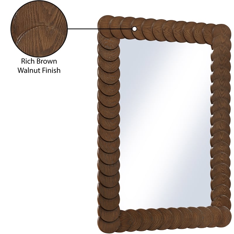 Meridian Furniture Revolve Brown Oak Veneer Mirror