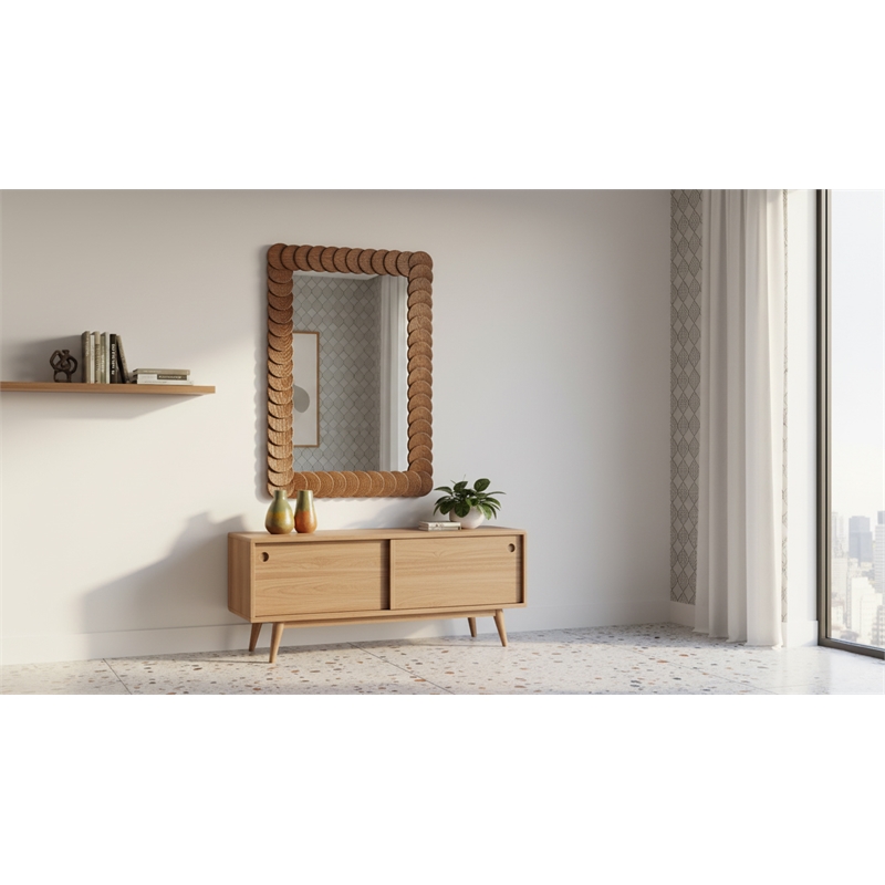 Meridian Furniture Revolve Brown Oak Veneer Mirror
