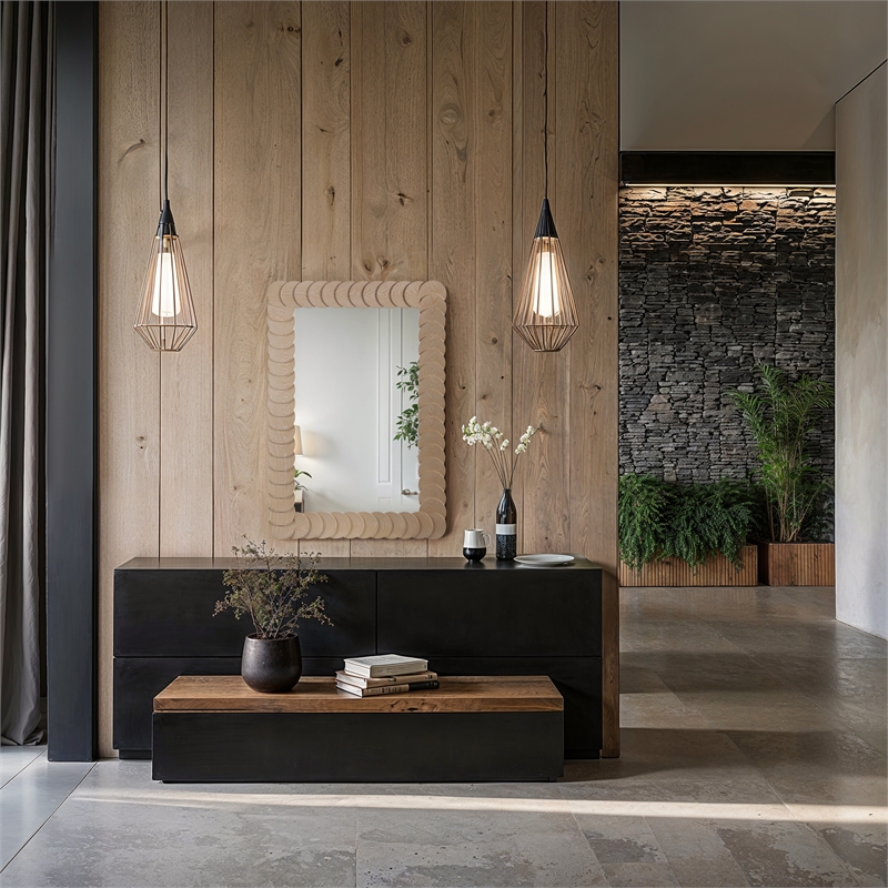 Meridian Furniture Revolve Natural Oak Veneer Mirror