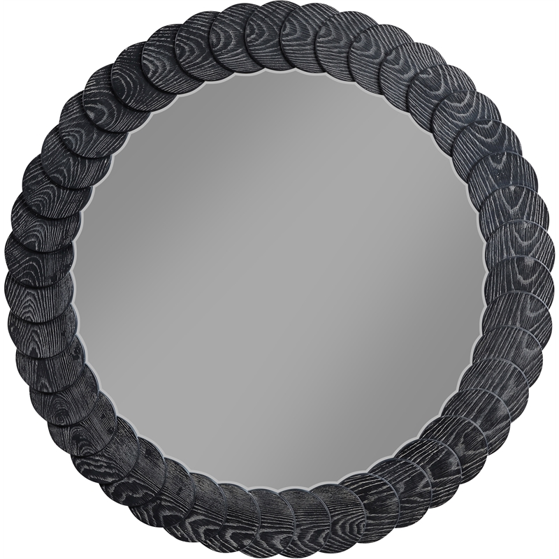 Meridian Furniture Revolve Black Oak Veneer Mirror