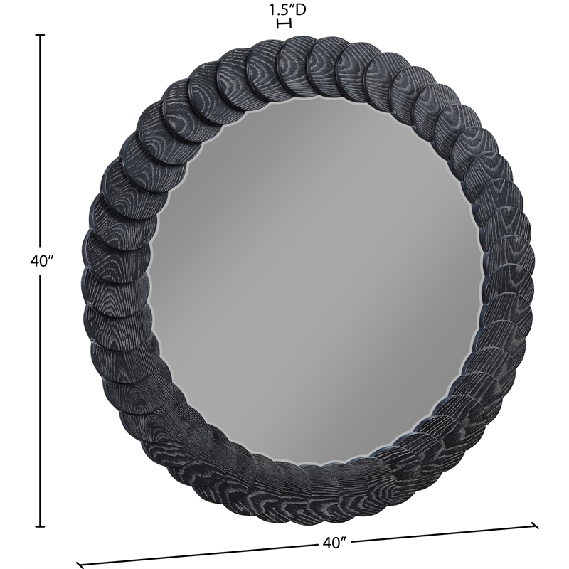 Meridian Furniture Revolve Black Oak Veneer Mirror