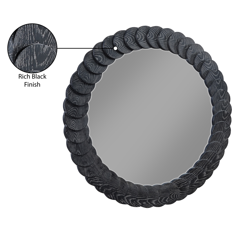 Meridian Furniture Revolve Black Oak Veneer Mirror