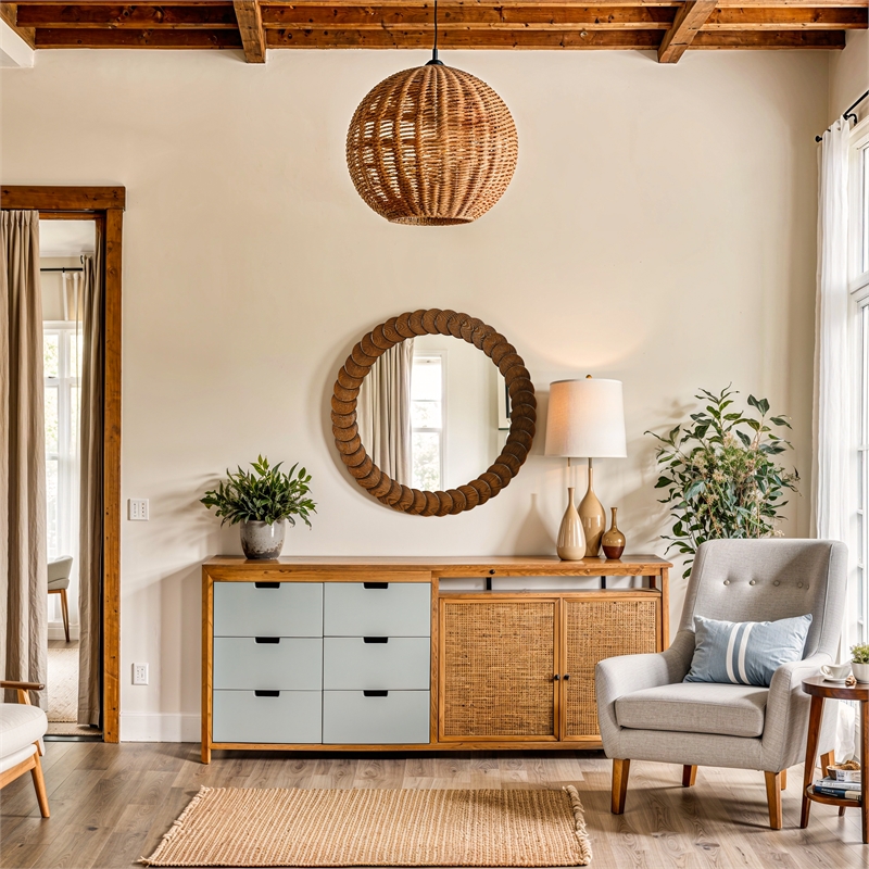 Meridian Furniture Revolve Brown Oak Veneer Mirror