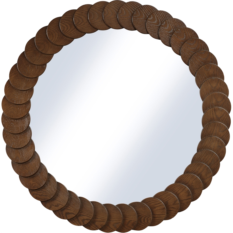 Meridian Furniture Revolve Brown Oak Veneer Mirror