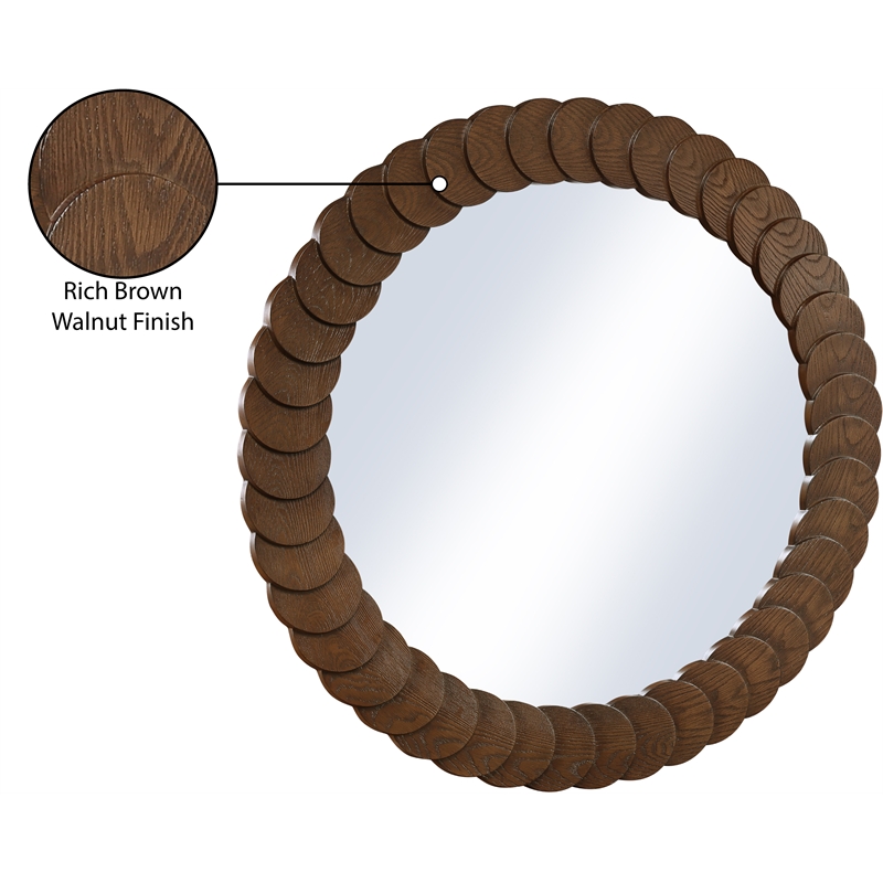 Meridian Furniture Revolve Brown Oak Veneer Mirror