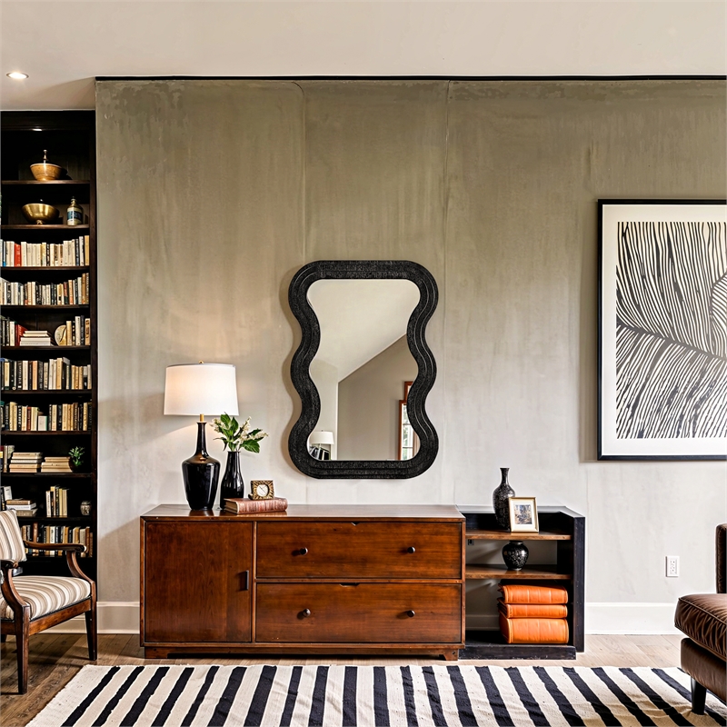 Meridian Furniture Bellagio Black Oak Veneer Mirror