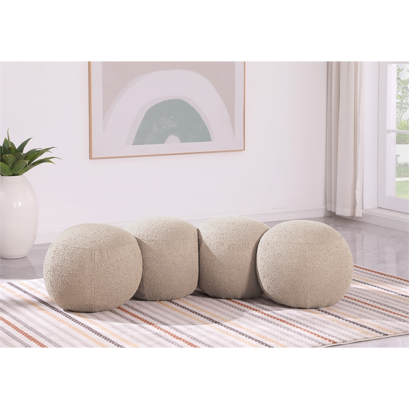Meridian Furniture Apollo Beige Boucle Fabric Bench