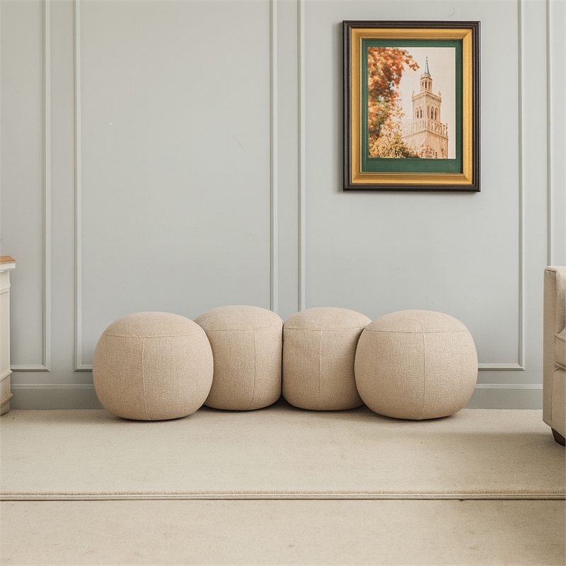 Meridian Furniture Apollo Beige Boucle Fabric Bench