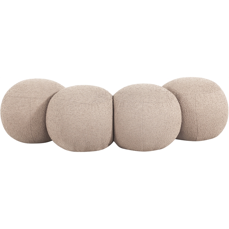 Meridian Furniture Apollo Beige Boucle Fabric Bench