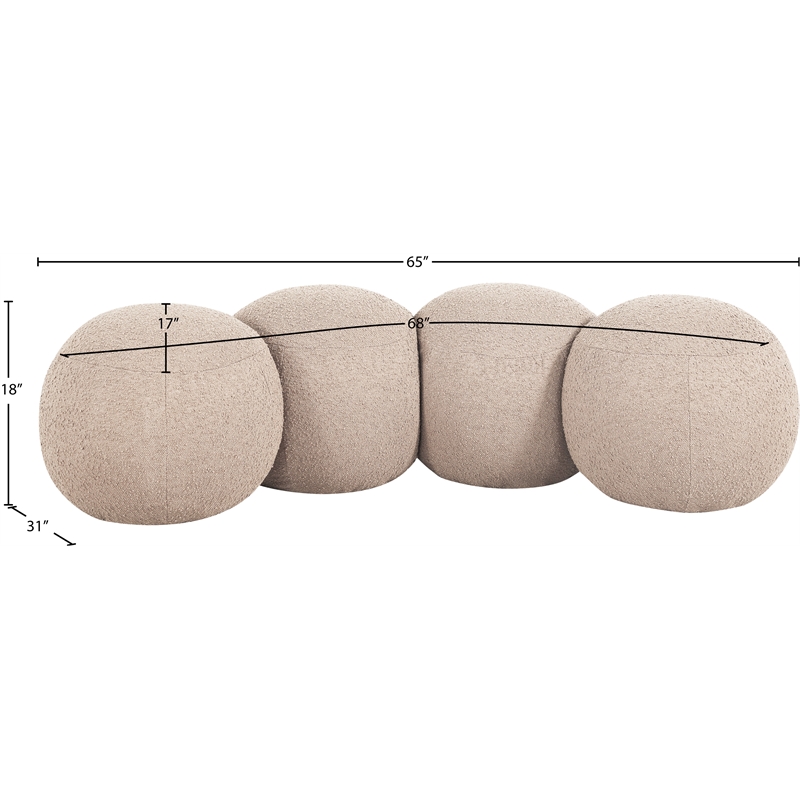 Meridian Furniture Apollo Beige Boucle Fabric Bench
