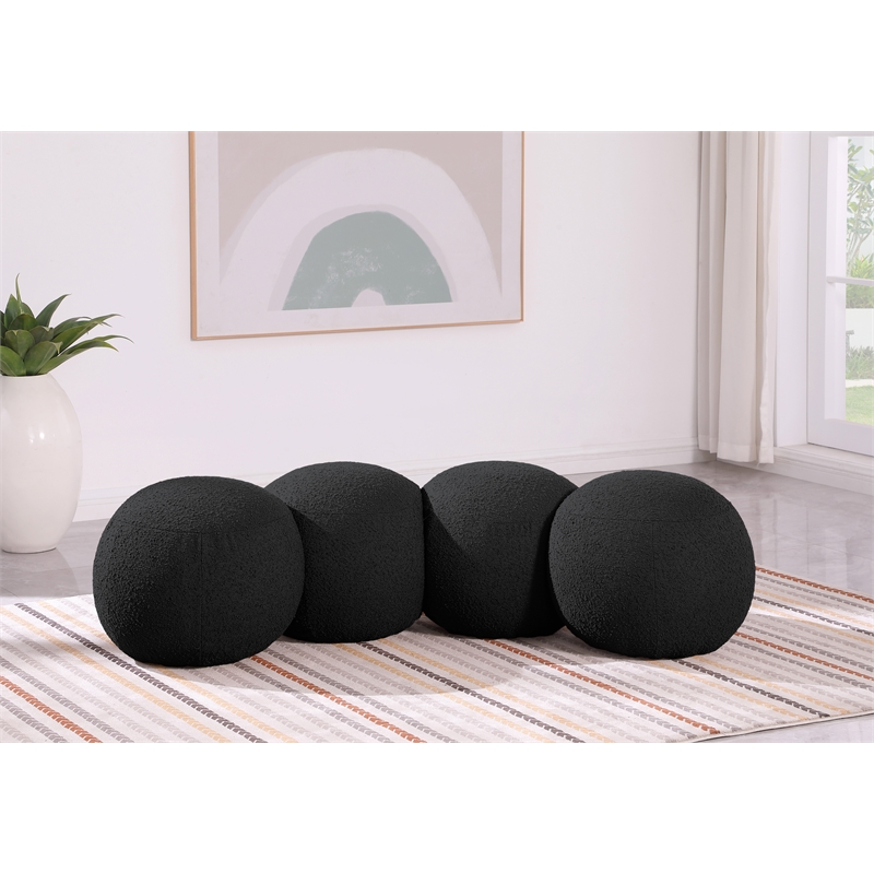 Meridian Furniture Apollo Black Boucle Fabric Bench