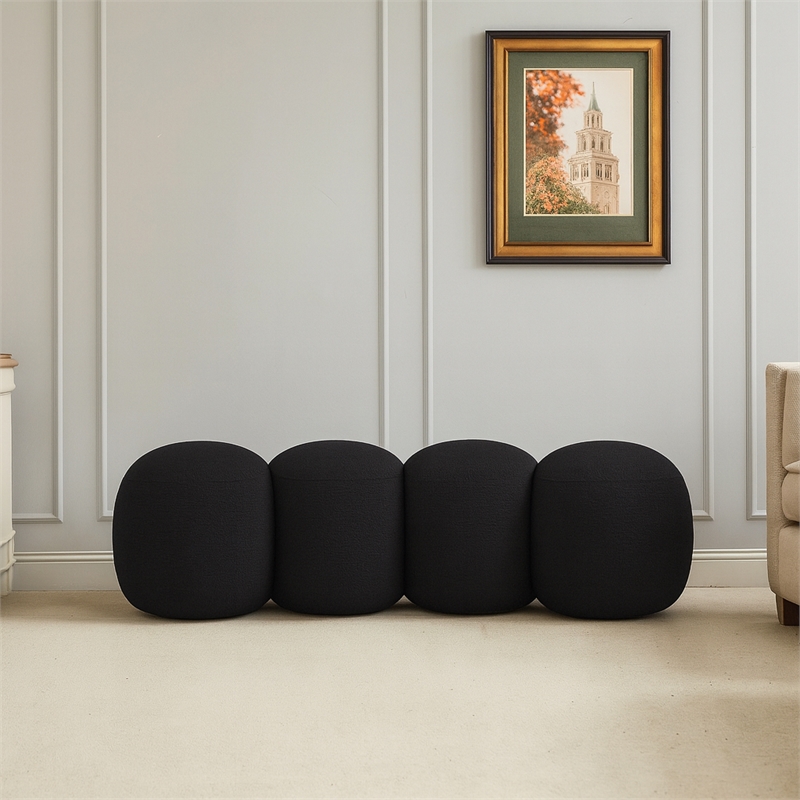 Meridian Furniture Apollo Black Boucle Fabric Bench