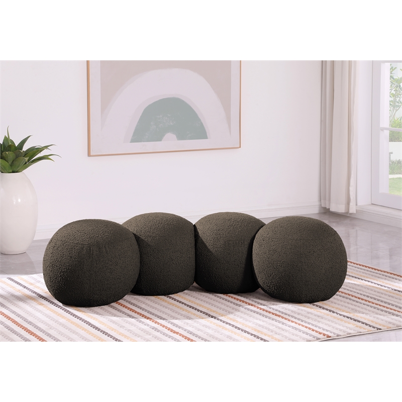 Meridian Furniture Apollo Brown Boucle Fabric Bench