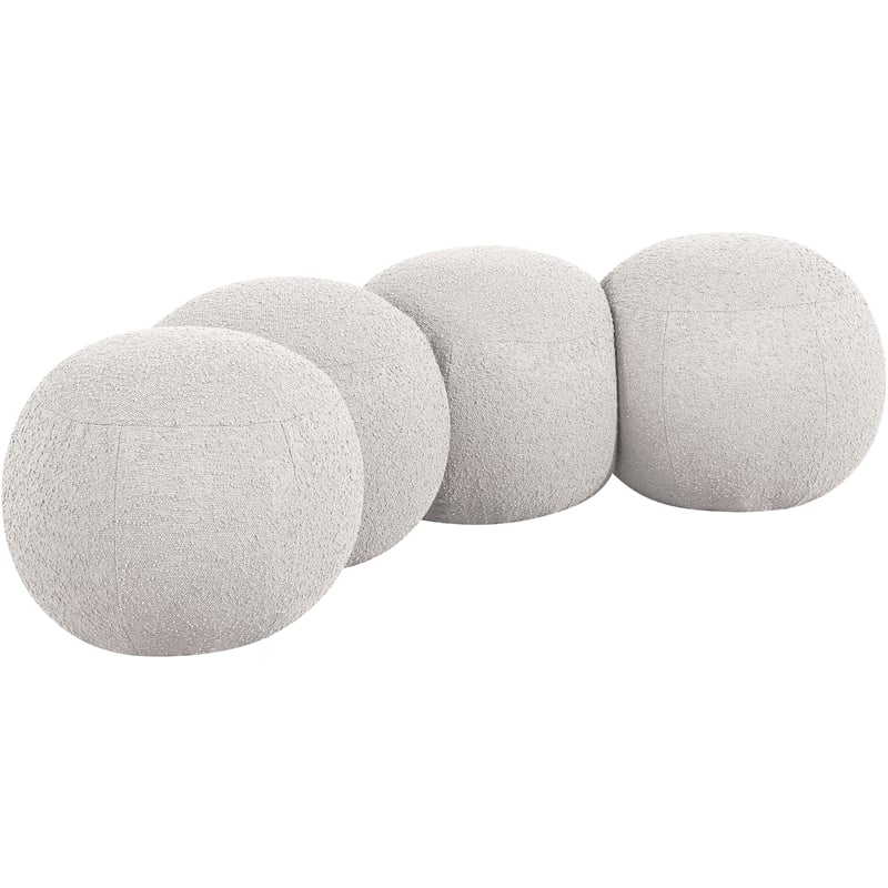 Meridian Furniture Apollo Cream Boucle Fabric Bench