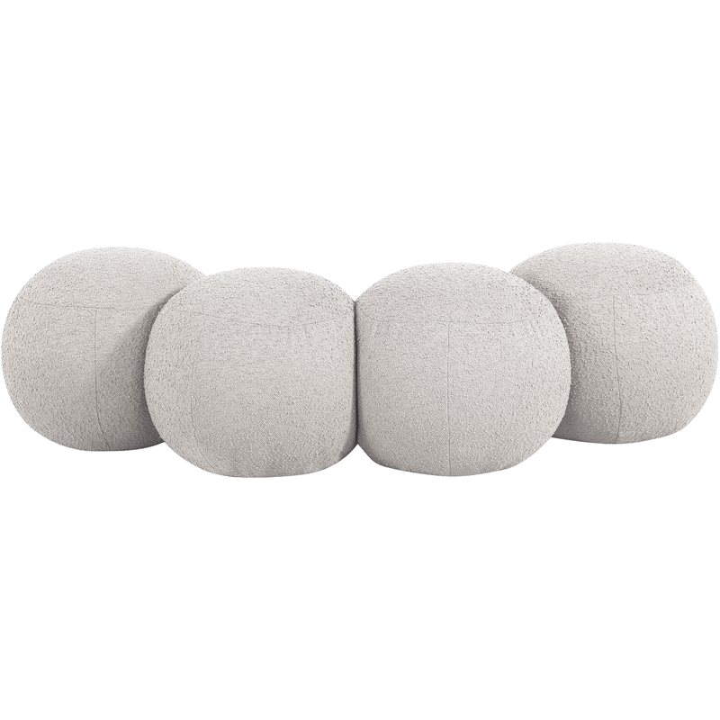 Meridian Furniture Apollo Cream Boucle Fabric Bench