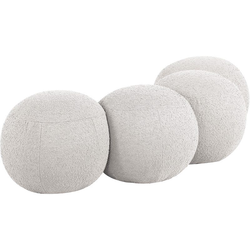 Meridian Furniture Apollo Cream Boucle Fabric Bench