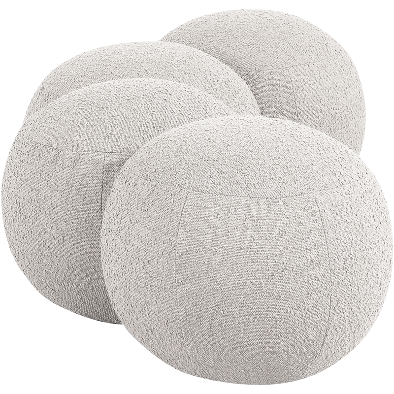 Meridian Furniture Apollo Cream Boucle Fabric Bench