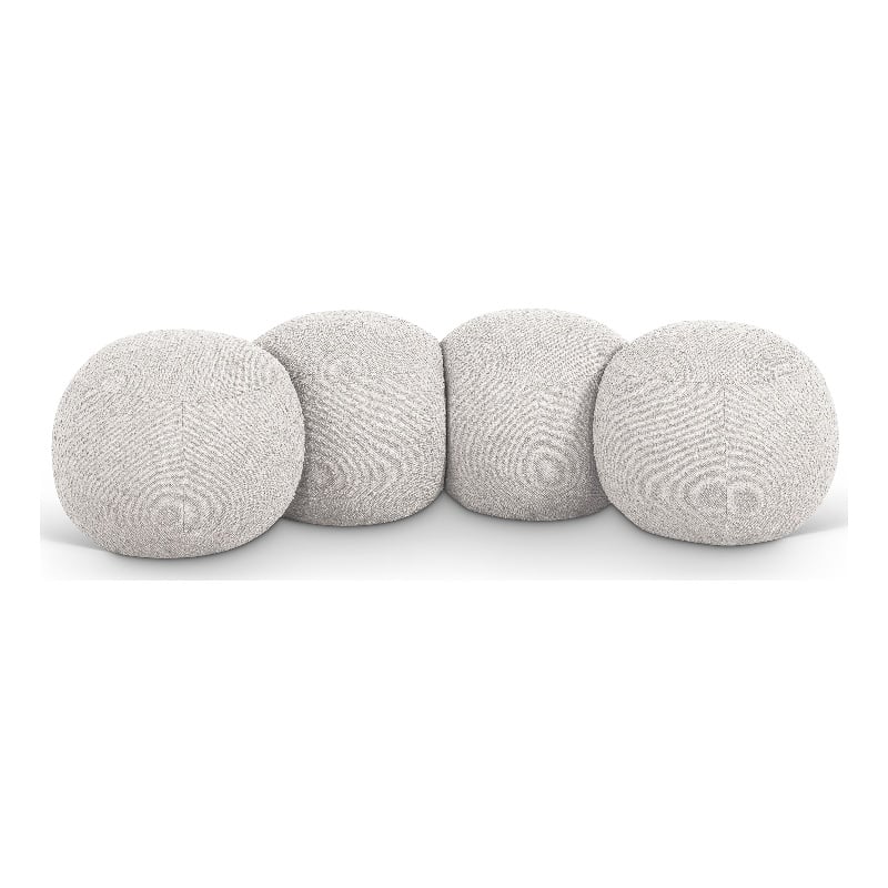 Meridian Furniture Apollo Cream Boucle Fabric Bench