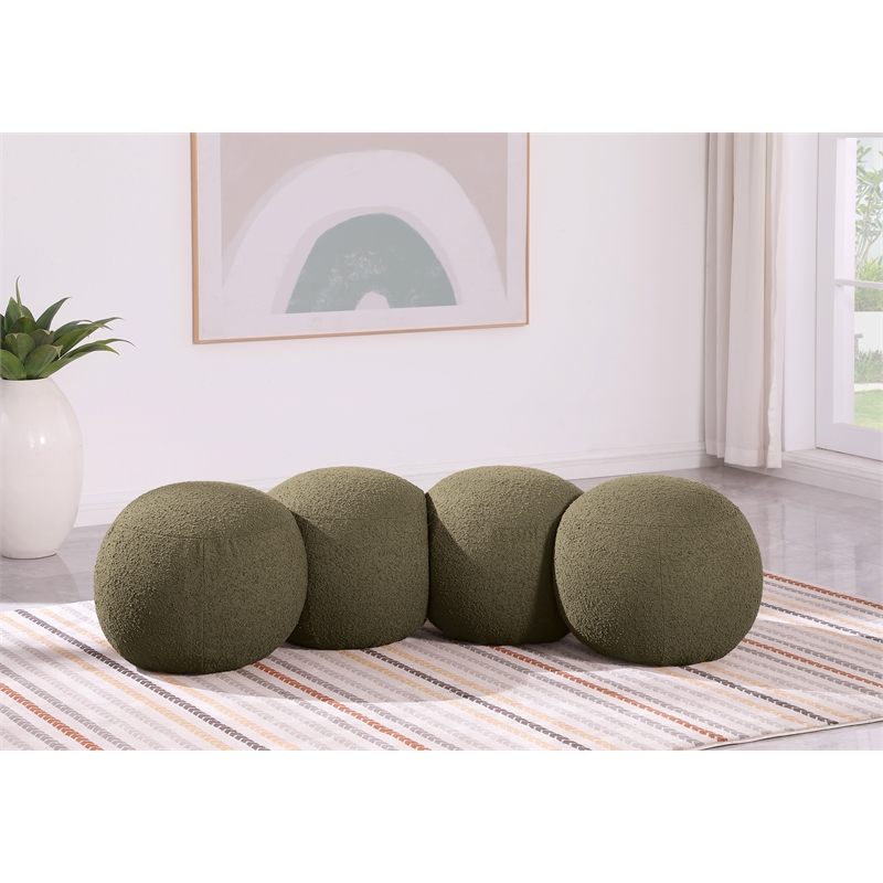 Meridian Furniture Apollo Olive Boucle Fabric Bench
