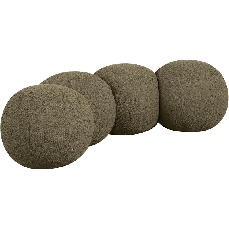 Meridian Furniture Apollo Olive Boucle Fabric Bench