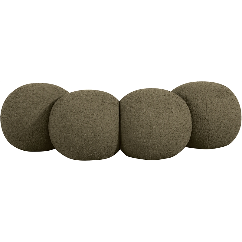 Meridian Furniture Apollo Olive Boucle Fabric Bench