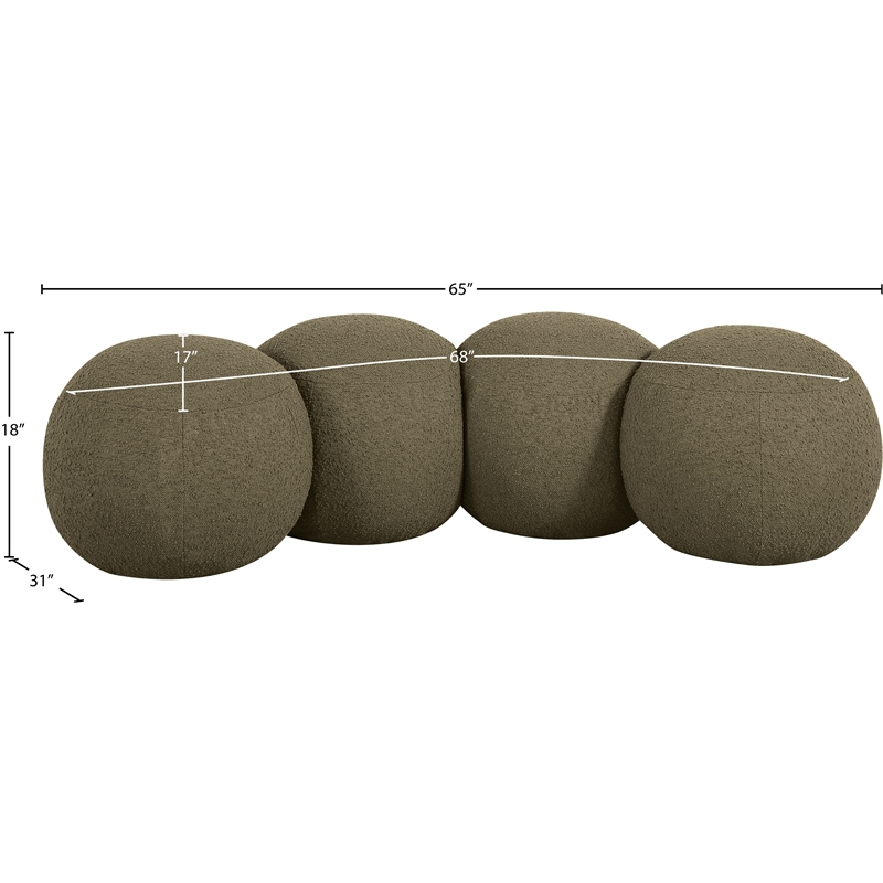 Meridian Furniture Apollo Olive Boucle Fabric Bench