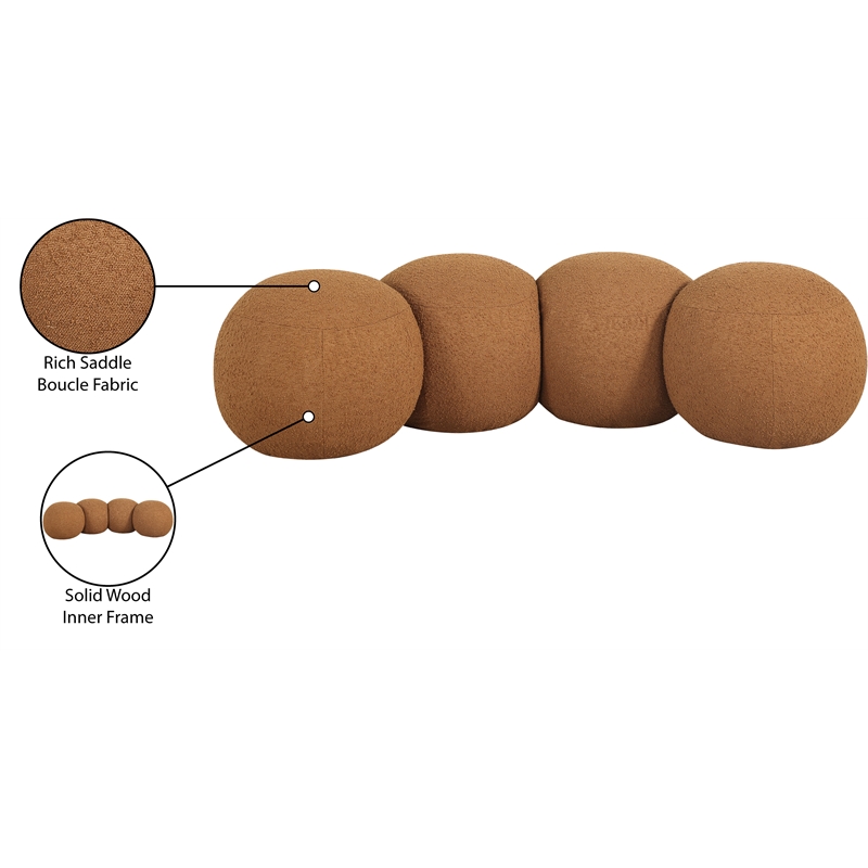 Meridian Furniture Apollo Saddle Boucle Fabric Bench
