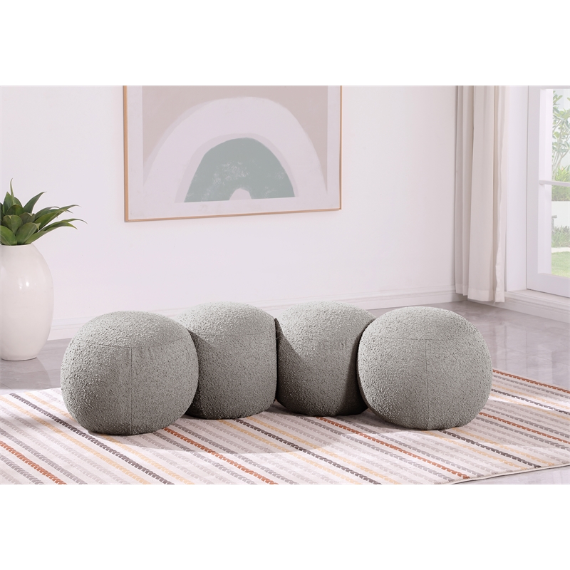Meridian Furniture Apollo Taupe Boucle Fabric Bench