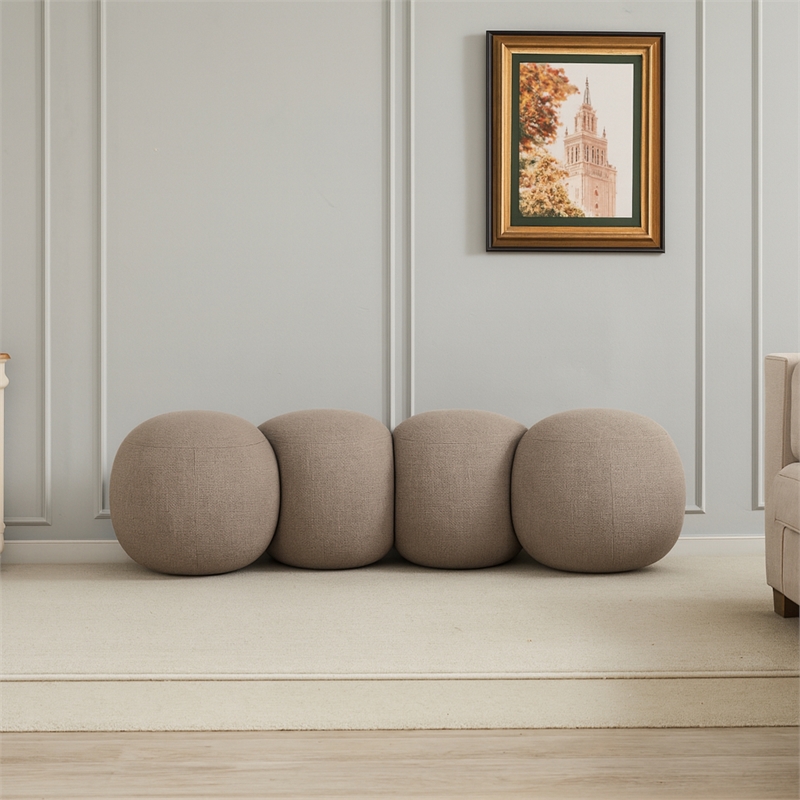 Meridian Furniture Apollo Taupe Boucle Fabric Bench