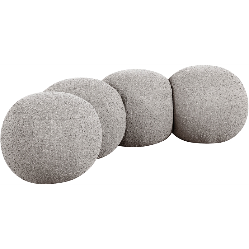Meridian Furniture Apollo Taupe Boucle Fabric Bench