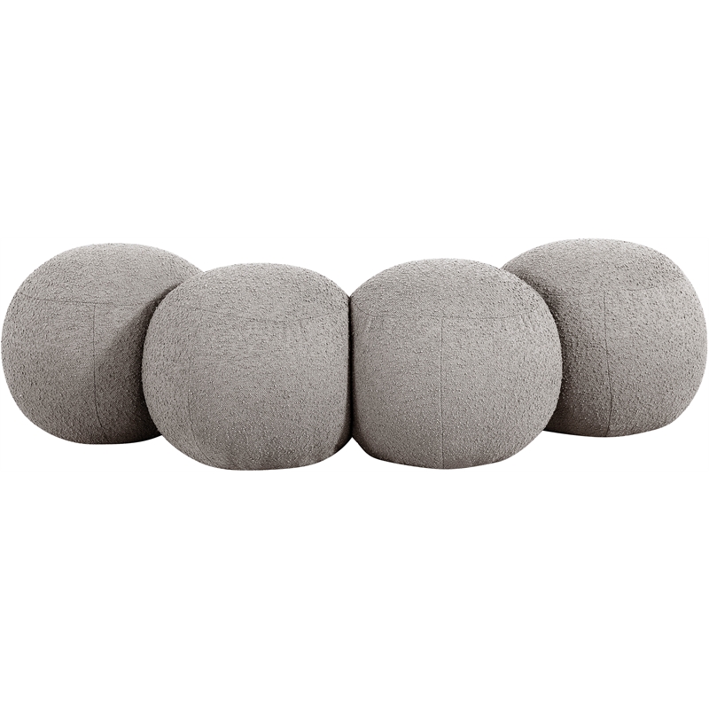 Meridian Furniture Apollo Taupe Boucle Fabric Bench