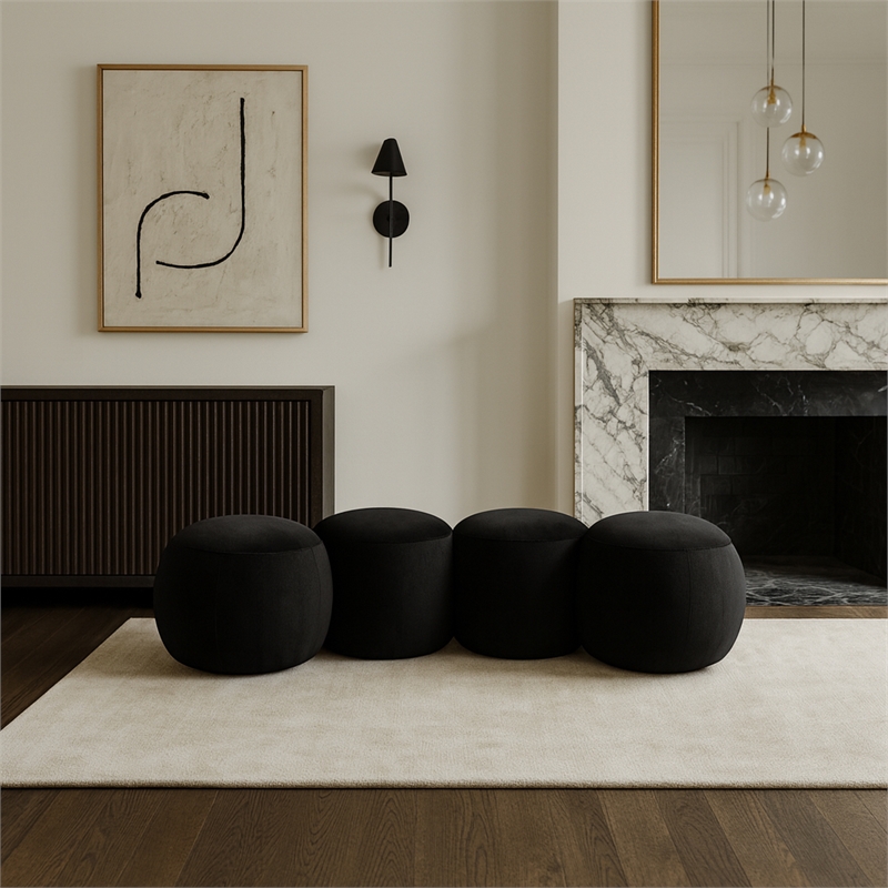 Meridian Furniture Apollo Black Velvet Bench
