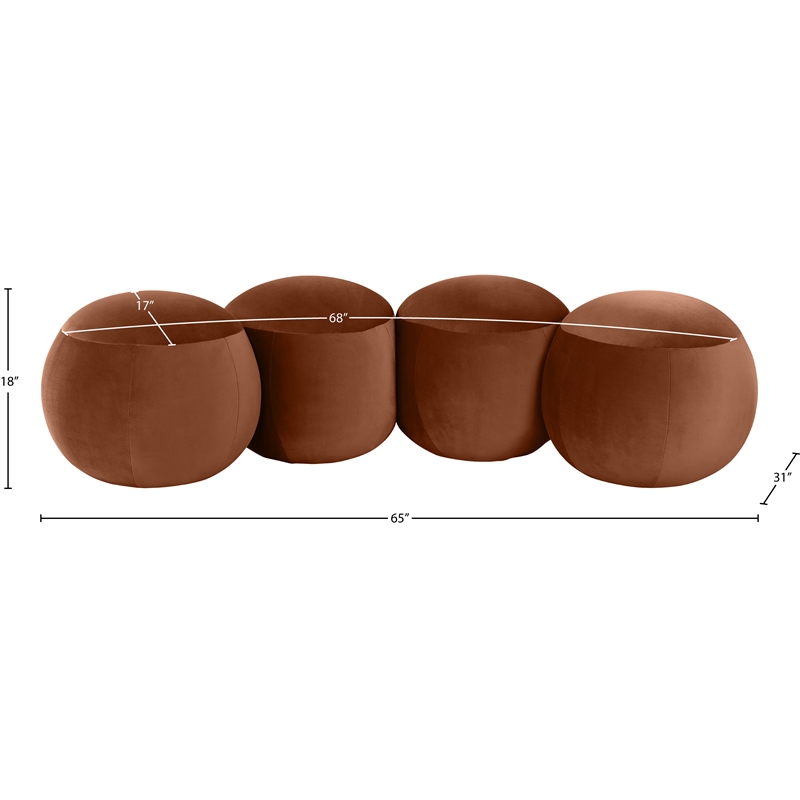 Meridian Furniture Apollo Cognac Velvet Bench