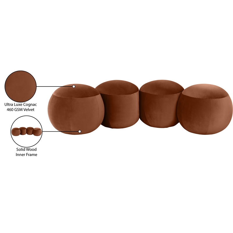 Meridian Furniture Apollo Cognac Velvet Bench
