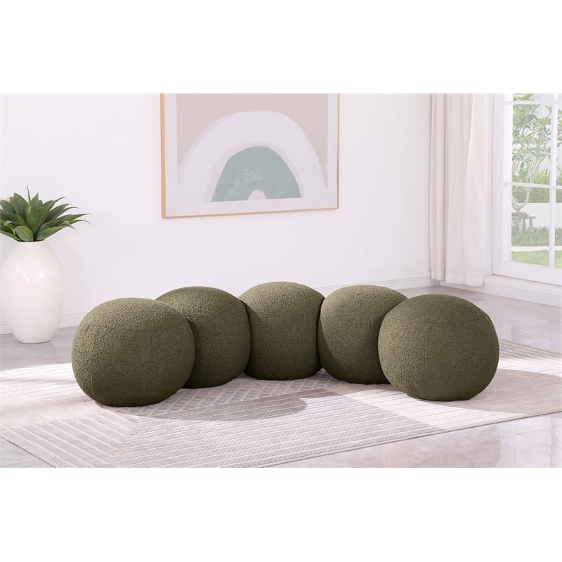 Meridian Furniture Apollo Olive Boucle Fabric Bench